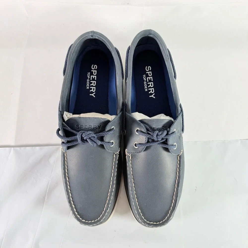 Sperry Men's Leeward 2-Eye Navy Boat Shoes Size 13 M Leather New